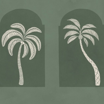 Fototapet, Palm Arches, Green, Rebel Walls - Img 2