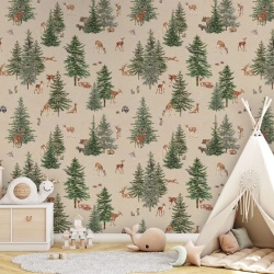 Fototapet Pine Forest - Sand, Kikki Belle