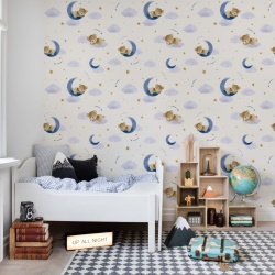 Fototapet, Sleepy Bear, Sky Blue, Rebel Walls - Img 4