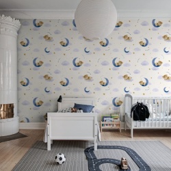 Fototapet, Sleepy Bear, Sky Blue, Rebel Walls - Img 3