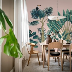 Fototapet, Tropical Birds, Pink, Rebel Walls - Img 3