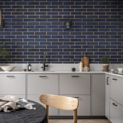 Fototapet, Wall of Tiles, Dark Blue, Rebel Walls - Img 3
