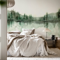 Fototapet, Watercolor Landscape, Forest Green, Rebel Walls - Img 3