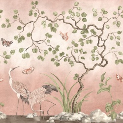 Fototapet, Where Cranes Dream, Pink, Rebel Walls - Img 2