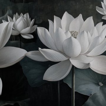 Fototapet, White Lotus, Night, Rebel Walls - Img 2
