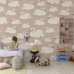 Fototapet, Whooper Swan, Soft Pink, Rebel Walls