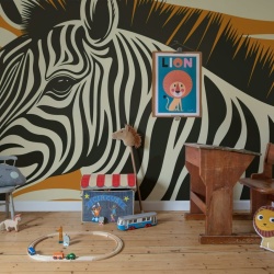 Fototapet, Zebra, Orange, Rebel Walls