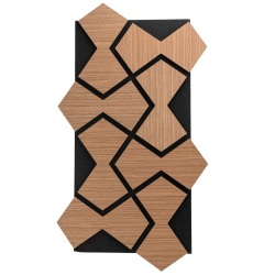 Panou riflaj acustic decorativ, MDF si pasla, AC34, 84.7x48x1.8cm, Stejar inchis