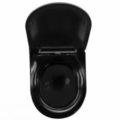 Set vas WC suspendat Rea Carlo Mini auriu cu capac softclose negru lucios - Img 5