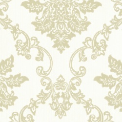 Tapet, Hampton, Ivory Cream Luxury Damask, 1838 Wallcoverings, 5.3mp / rola