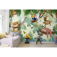 Tapet Jungle Buddies, Green, Rebel Walls - Img 1