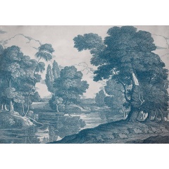 Tapet lavabil Engraving, Blue, Coordonne - Img 2
