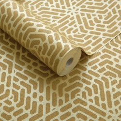 Tapet, Willow, Honey Yellow Luxury Geometric, 1838 Wallcoverings, 5.3mp / rola - Img 2