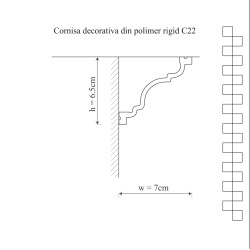 Cornisa polimer rigid, Manavi, C22 - 6.5x7x200 cm - Img 2