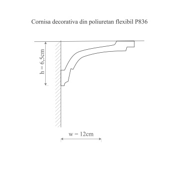 Cornisa poliuretan flexibil, Manavi, P836F - 6.5x12x200 cm - Img 2