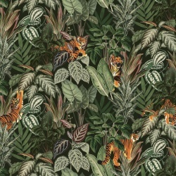 Fototapet, 3D Mischievous Tigers, Lush, Rebel Walls - Img 2