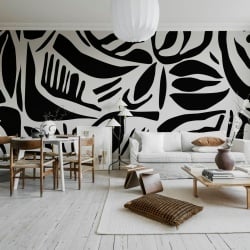 Fototapet, Abstract Leafs, Black & White, Rebel Walls