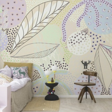 Fototapet, Artsy Leafs, Lilac, Rebel Walls - Img 3
