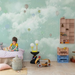 Fototapet, Balloon Clouds, Sky Blue, Rebel Walls