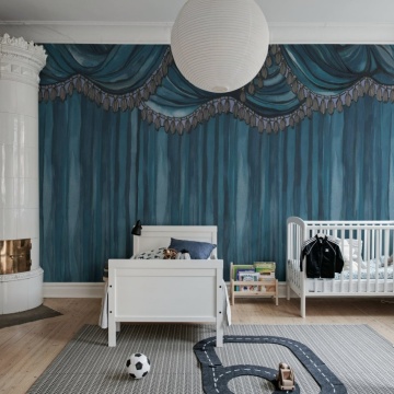 Fototapet, Behind the Curtains, Blue, Rebel Walls - Img 3