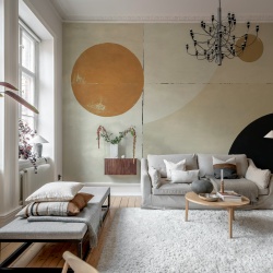 Fototapet, Blocks and Circles, Beige, Rebel Walls