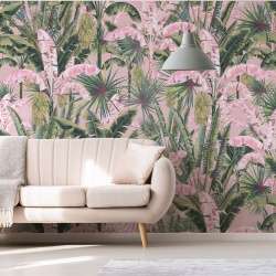 Fototapet Blush Groove in pink jungle, VLAdiLA - Img 3