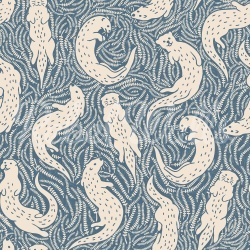 Fototapet, Cute Otters, Blue, Rebel Walls - Img 2