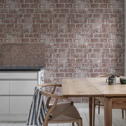 Fototapet, Decorated Bricks, Red, Rebel Walls