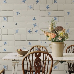 Fototapet, Flight of Tiles, Blue, Rebel Walls