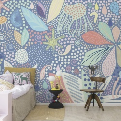Fototapet, Flower Art, Blue, Rebel Walls - Img 6