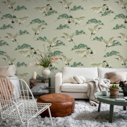 Fototapet, Flying Cranes, Beige, Rebel Walls