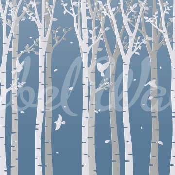 Fototapet, Forest Birds, Blue, Rebel Walls - Img 2