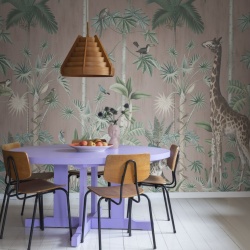 Fototapet, Giraffe's Stroll, Pink, Rebel Walls - Img 4