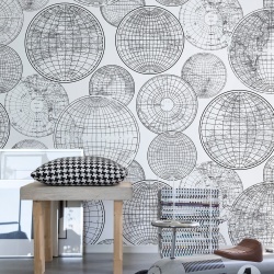 Fototapet, Globes Gathering, Black and White, Rebel Walls