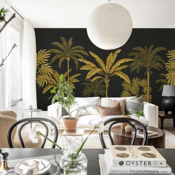 Fototapet, Golden Palms, Black, Rebel Walls - Img 3