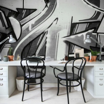 Fototapet, Graffiti Wall, Black & White, Rebel Walls - Img 3