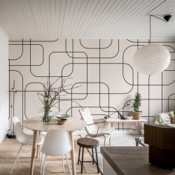Fototapet, Graphic Lines, Beige, Rebel Walls