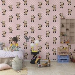 Fototapet, Hello Bear, Baby Pink, Rebel Walls