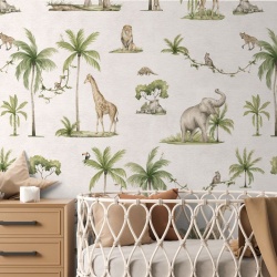 Fototapet Joyful Jungle - White, Kikki Belle - Img 5