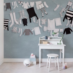 Fototapet, Laundry Day, Blue, Rebel Walls