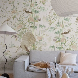 Fototapet lavabil, Chinoiserie Garden, Light Green, Sandberg