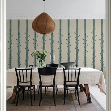 Fototapet, Leafy Stripes, Blue, Rebel Walls - Img 3