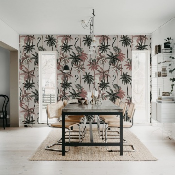 Fototapet, Lemur Palms, Burgundy, Rebel Walls - Img 3