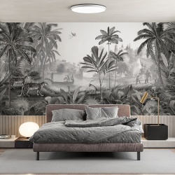 Fototapet Leopard Landscape - Black and White, Sir Edward
