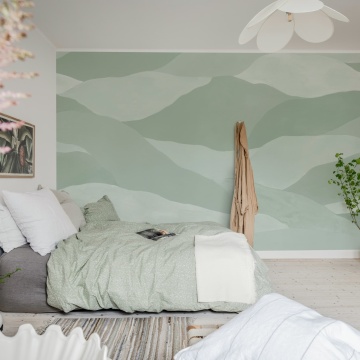 Fototapet, Misty Peaks, Light Green, Rebel Walls - Img 3