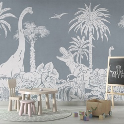 Fototapet Monochrome Dino - Blue, Kikki Belle - Img 4