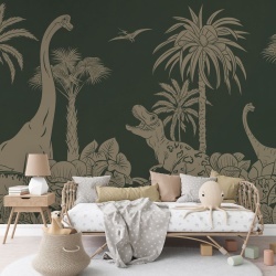 Fototapet Monochrome Dino - Green Vintage, Kikki Belle - Img 3