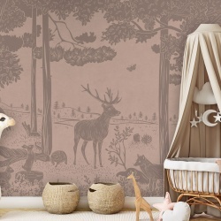 Fototapet Monochrome Forest - Pink Vintage, Kikki Belle