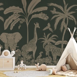 Fototapet Monochrome Jungle - Green Vintage, Kikki Belle - Img 5