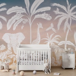 Fototapet Monochrome Jungle - Sky Pink, Kikki Belle